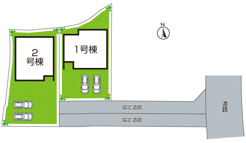 ●31(土)1(日)3(祝)現地案内可能！　生駒郡斑鳩町法隆寺　第1期　新築一戸建ての区画図|全2区画