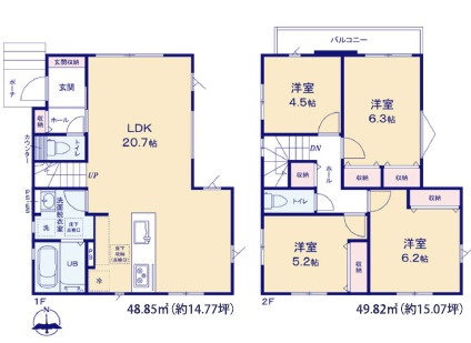 筑紫野市二日市北６丁目の新築一戸建の間取り