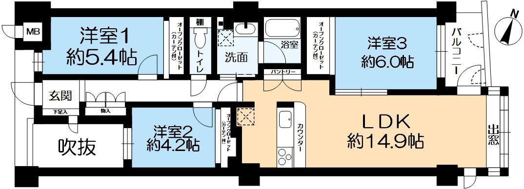 藤和シティーホームズ神戸花隈の間取り