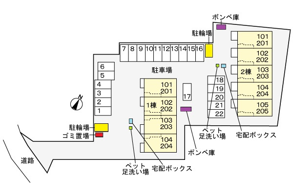 八街市アパートBの区画図
