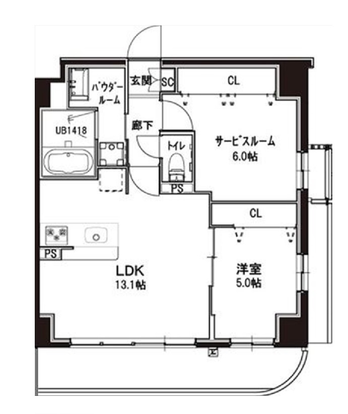 GraziaKamataグラーツィアカマタの間取り|1SLDKですがほぼ2LDKの使い勝手
