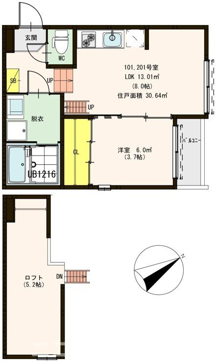 大阪市西淀川区千舟３丁目のアパートの間取り