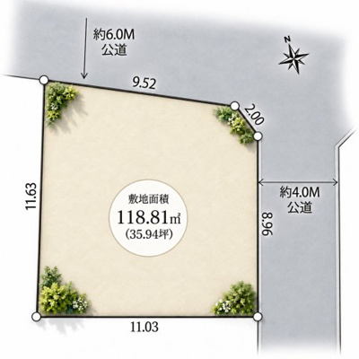 【区画図】 | 府中市北山町　売地　全1区画