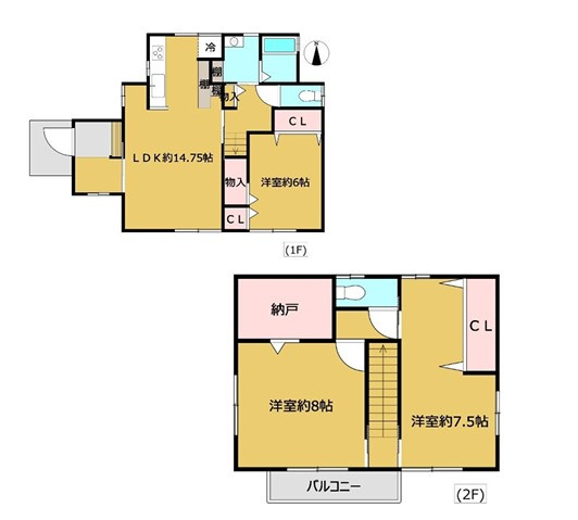 八王子市　元八王子町　中古戸建ての間取り|～南向き3LDK　全室6帖以上の快適住空間～