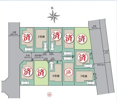 稲城市東長沼の新築一戸建の区画図