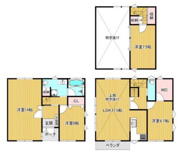 練馬区関町東1丁目　土地30坪超　快適リフォーム住宅の間取り|4LDK+WIC　土地面積100.00m2　建物面積115.67m2