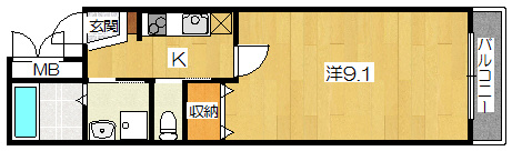 京都市左京区北白川東久保田町の賃貸マンションの間取り