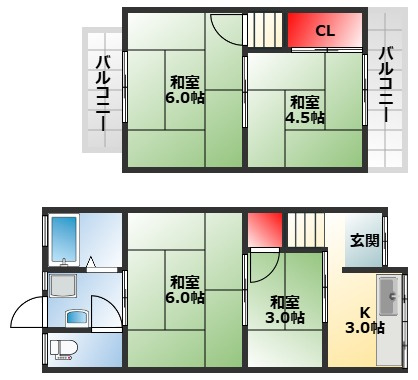 【間取り】 | 百舌鳥赤畑町テラスハウス