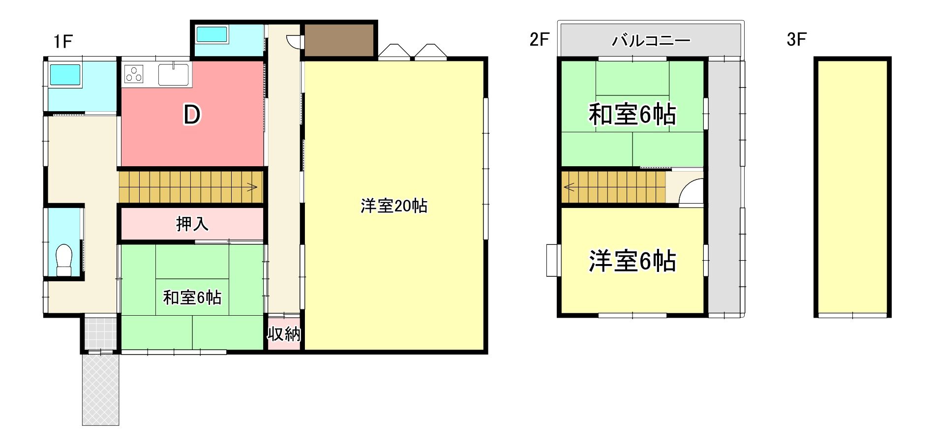 中古戸建　足利市寺岡町の間取り
