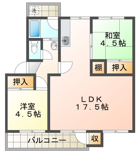 狩口台住宅38号棟の間取り