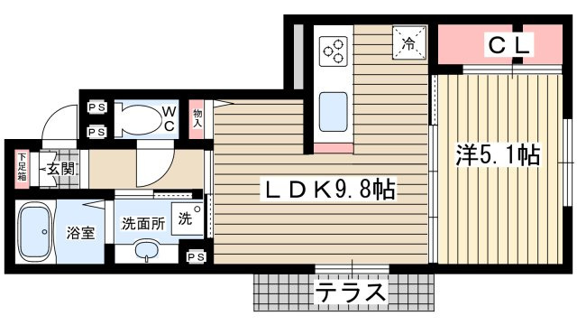 【間取り】 | Ｄ－ｒｏｏｍ　ＷＥＳＴ　ＰＡＲＫ　西宮北口
