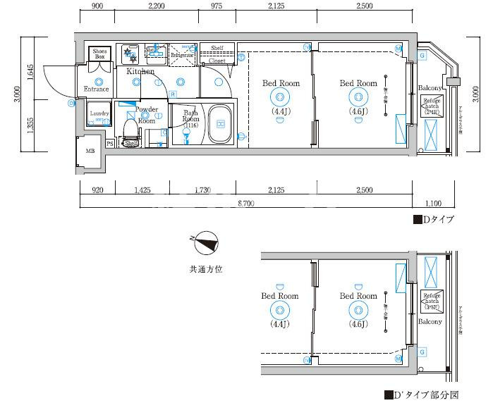 板橋区蓮沼町の賃貸マンションの間取り
