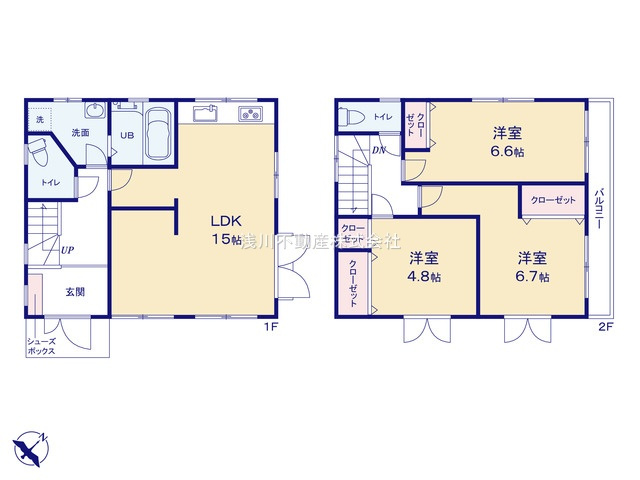 八王子市　小比企町　中古戸建ての間取り|～北東向き3LDK　開放感のあるワンフロアリビングの間取り～