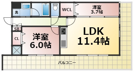 【間取り】 | パラファーレ玉造　仲介手数料無料