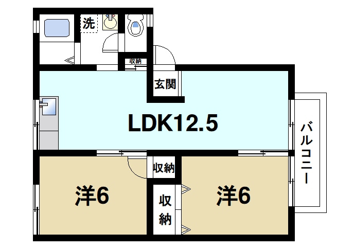 グランドハイツ岡田の間取り|2LDKの間取り