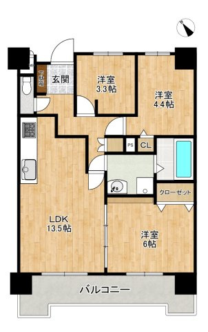 ライオンズテラス徳重南館の間取り|間取図　※図面と現況が異なる場合は現況優先といたします。