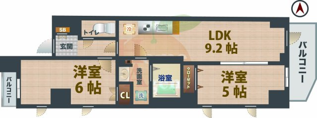 【間取り】 | アジュールテラス中野新橋 | 2LDKのお部屋です。