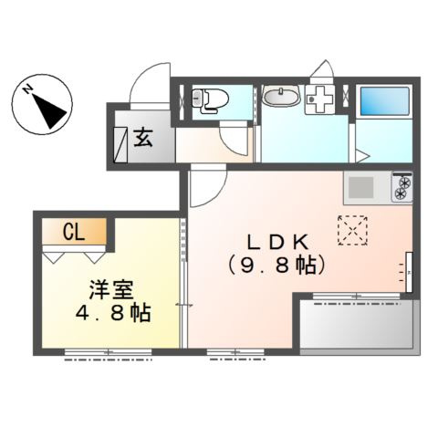 岡崎市東牧内町字二反畑のアパートの間取り