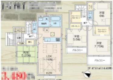 『八王子市新築戸建て』八王子市上壱分方町192-1【仲介手数料無料】　６期の間取り|～仲介手数料無料☆八王子ひなた不動産～八王子市上壱分方町　新築戸建て