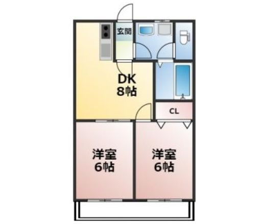 エンブレム梅本の間取り|２DKです。