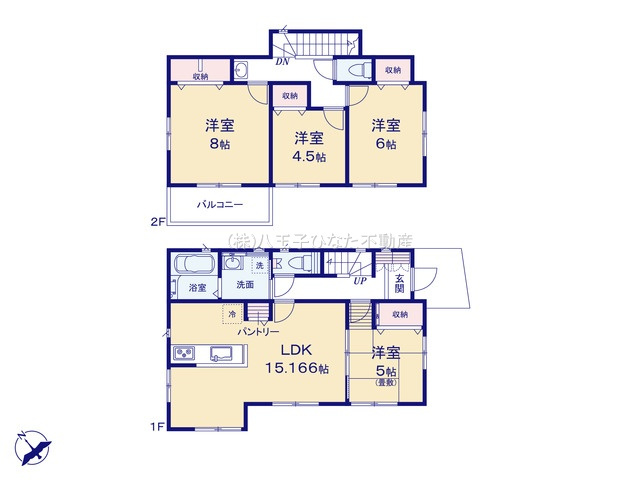 『八王子市新築戸建て』八王子市戸吹町1971【仲介手数料無料】の間取り|～仲介手数料無料☆八王子ひなた不動産～八王子戸吹町　新築戸建て