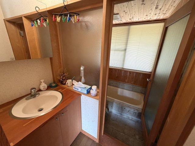 【北杜市大泉町谷戸】八ヶ岳南麓の個性あふれる平家住宅の洗面所