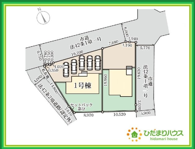いわき市錦町上中田第1　新築戸建　1号棟の区画図|病院やスーパー・薬局が近く、お買い物にも便利な住環境は、長く快適に暮らせます(^^)/