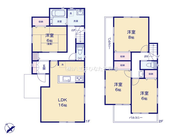 『八王子市新築戸建て』八王子市戸吹町1971【仲介手数料無料】の間取り|～仲介手数料無料☆八王子ひなた不動産～八王子戸吹町　新築戸建て