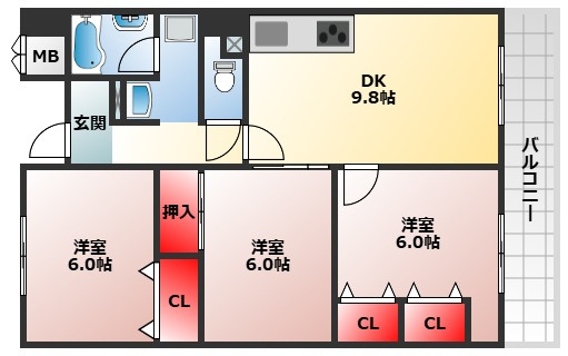 【間取り】 | セーヌ東岸和田