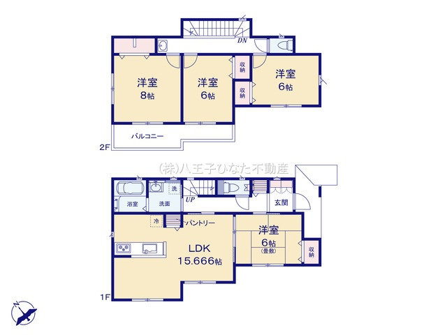 『八王子市新築戸建て』八王子市戸吹町1971【仲介手数料無料】の間取り|～仲介手数料無料☆八王子ひなた不動産～八王子戸吹町　新築戸建て