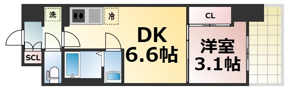 【間取り】 | D.Clarest玉造　仲介手数料無料