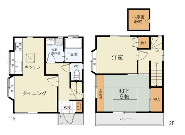 【間取り】 | 新座市大和田5丁目　中古一戸建住宅　(志木本店) | 小屋裏収納付きで季節物などの収納にも便利。1階に水回りを集約し、日々の家事もスムーズに。