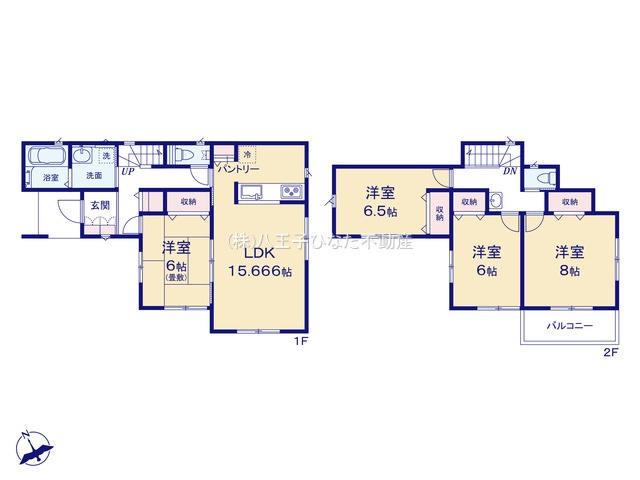 『八王子市新築戸建て』八王子市戸吹町1971【仲介手数料無料】の間取り|～仲介手数料無料☆八王子ひなた不動産～八王子戸吹町　新築戸建て