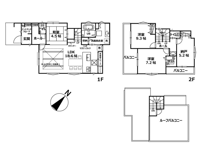 【間取り】 | 志木市幸町4丁目　新築一戸建住宅　全2棟　（ふじみ野店） | LDK18.6帖＋和室を備えた間取り。パントリーや全居室収納など、収納スペースも充実しています。
※図面を基に作成しています。現況と異なる場合は現況を優先いたします。