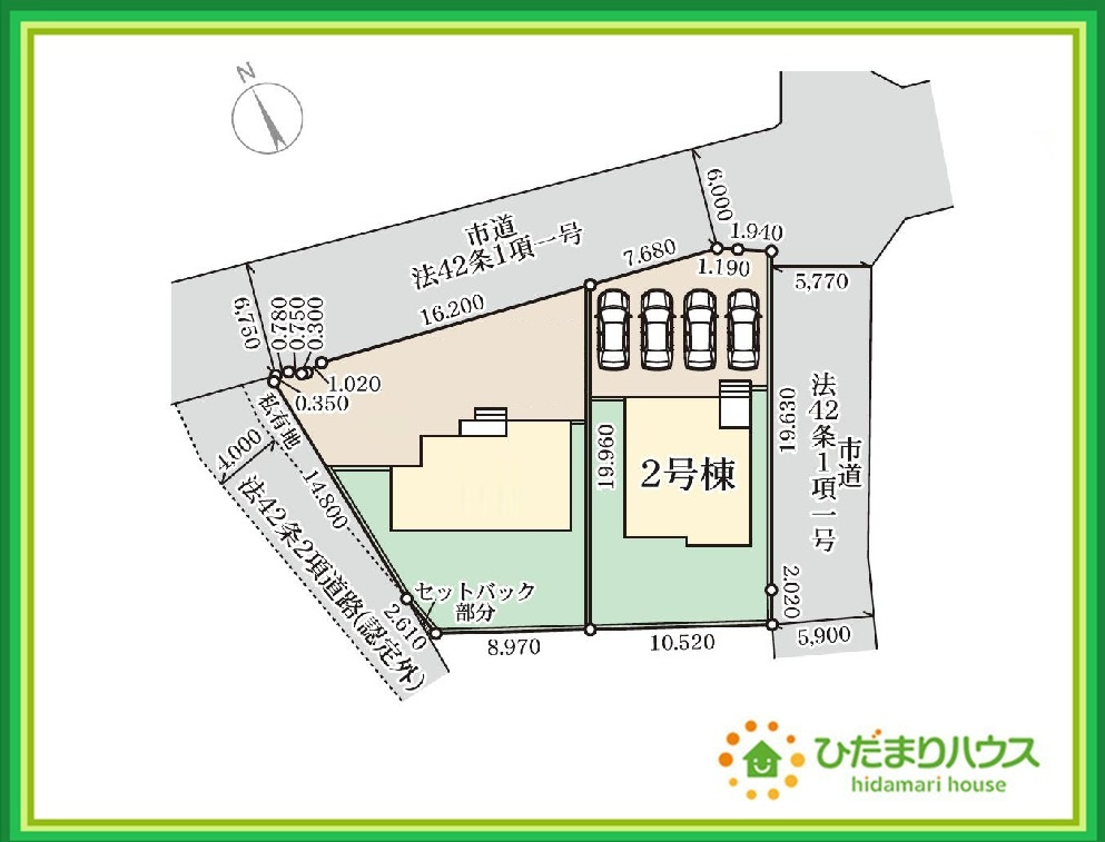 いわき市錦町上中田第1　新築戸建　2号棟の区画図|徒歩圏内に公園があり四季折々のイベントを楽しめます☆彡