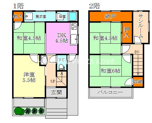 西明石西町貸家の間取り