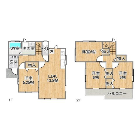 売中古戸建　駿河区西島の間取り|使い勝手のいい4LDKの間取り。1階の洋室は開放すれば広々としたLDKにもできます。