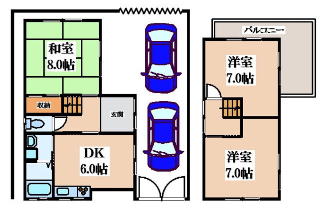 【間取り】 | 小若江３丁目貸家