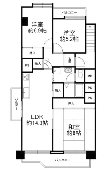 【間取り】 | ローズマンション藤ノ森A棟 | 専有面積78.96㎡