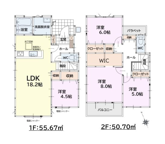 福岡市城南区樋井川6丁目第3-1棟（1号棟）の間取り|全居室収納付きで便利です。