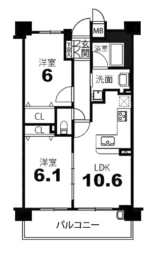 【間取り】 | エスリード京都山科セミリア | 専有面積53.29㎡