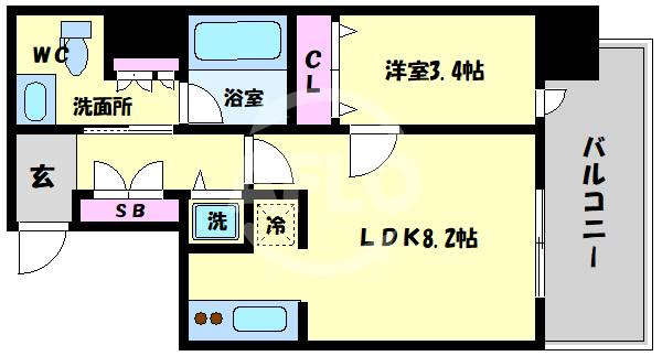 PHOENIX北堀江の間取り|PHOENIX北堀江　開放感のある間取り