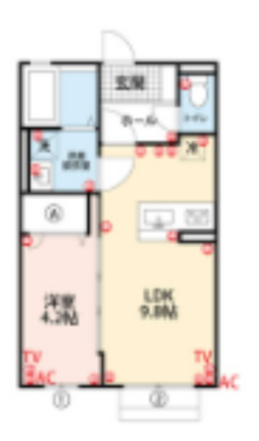久留米市白山町のアパートの間取り