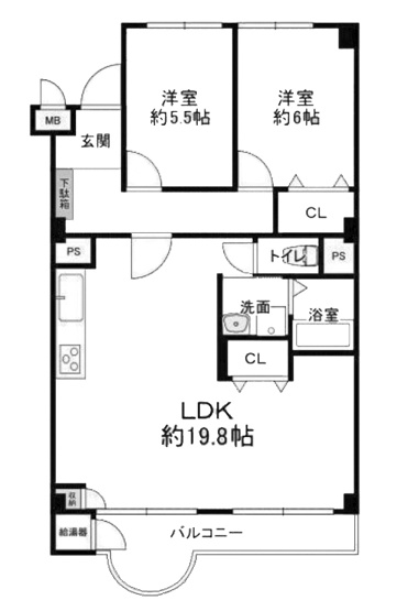 【間取り】 | 山科音羽マンションＡ棟 | 専有面積65.71㎡