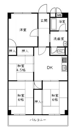 【間取り】 | 向陽グランドハイツ | 専有面積68.04㎡
