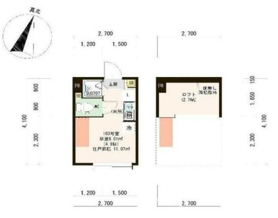 江戸川区東小岩６丁目のアパートの間取り