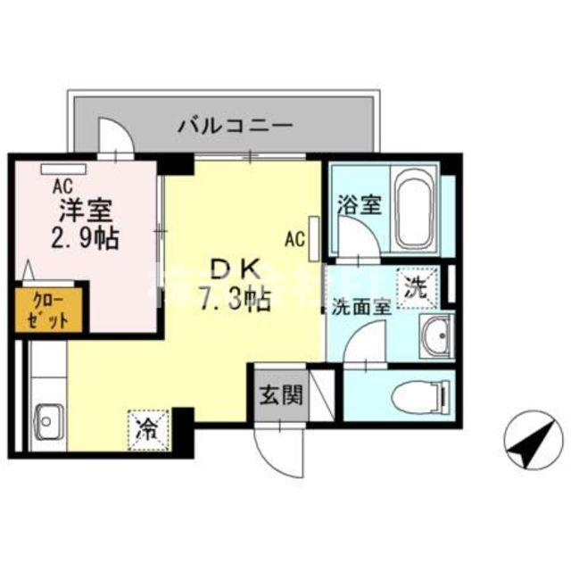 港区六本木７丁目の賃貸マンションの間取り