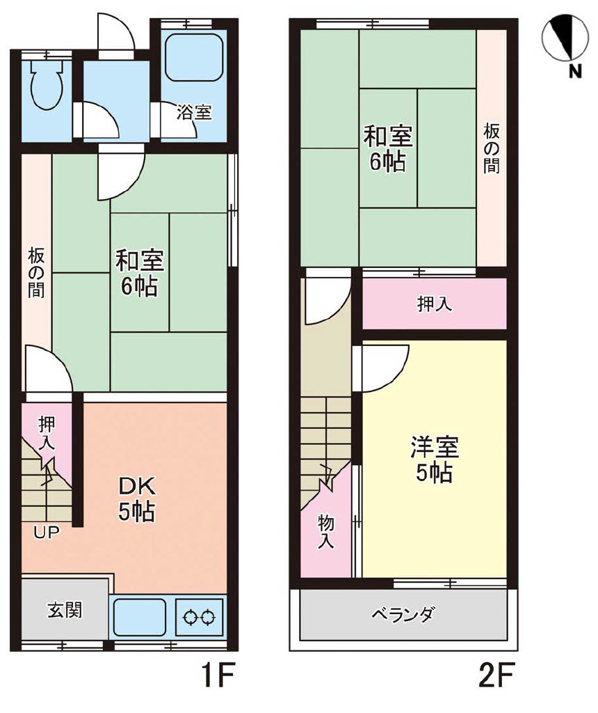 豊中市庄内西町5丁目テラスハウスの間取り