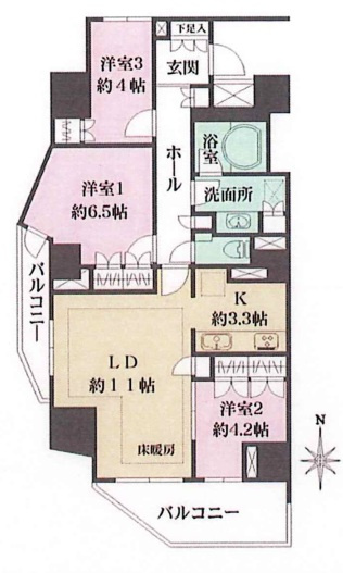 パークハウス市谷柳町の間取り
