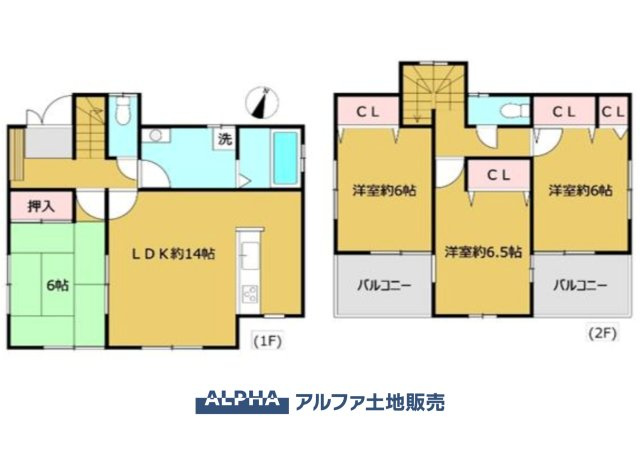 西多摩郡日の出町大字大久野の中古一戸建の間取り|【Functional Layout】◆全居室6帖以上の4LDK◆約14帖のLDKと和室を1階に配置。2階には3つの洋室を備え、家族それぞれの生活空間を確保できる間取りです。